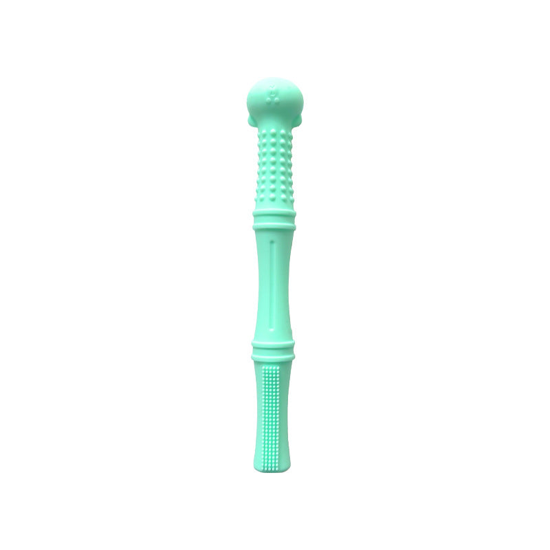 Silicone baby teething rod in bright color, designed to prevent hand sucking and soothe teething pain.








