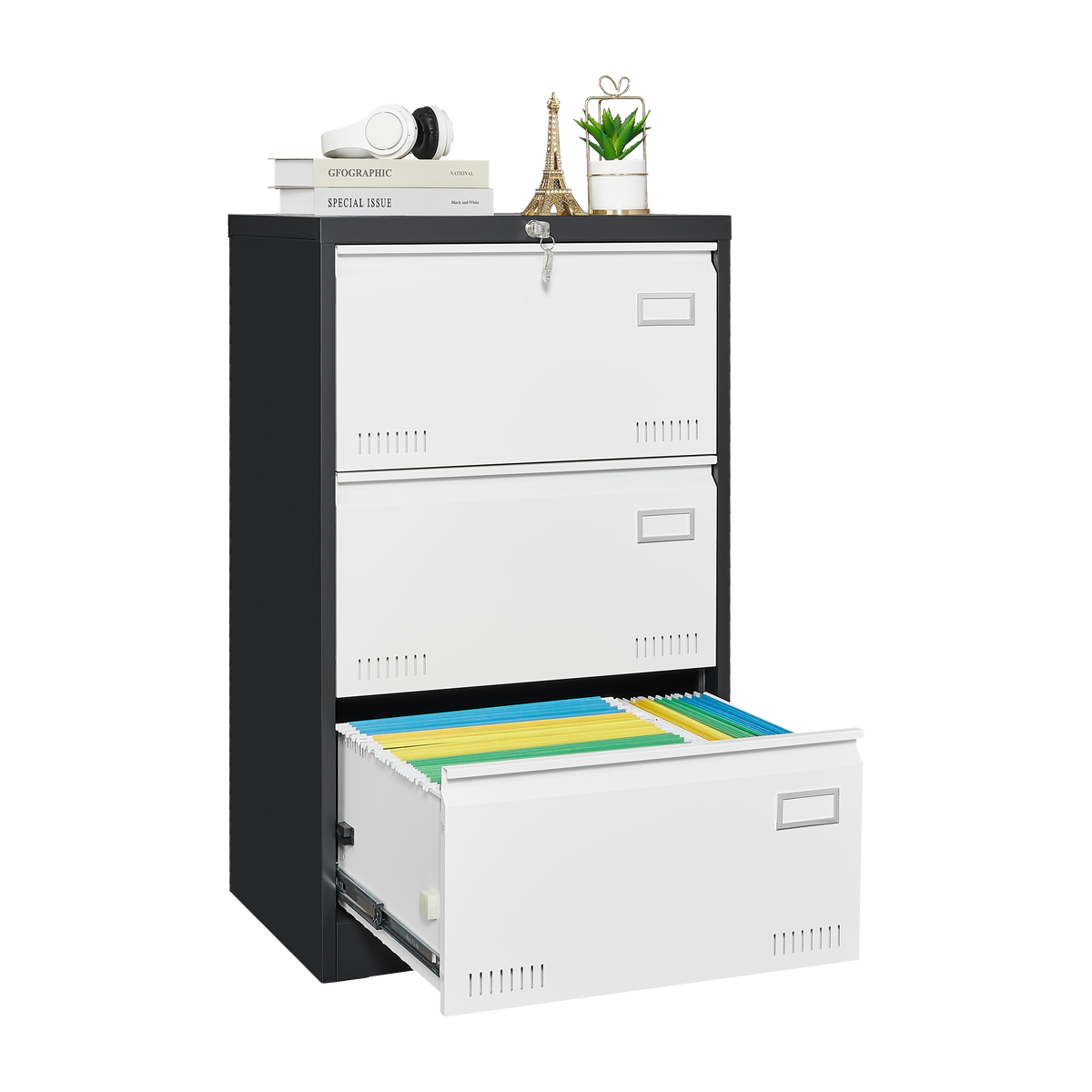 “3 drawer metal lateral file cabinet with lock – secure, durable office storage for documents and files – Hot Deal Warehouse office furniture”

