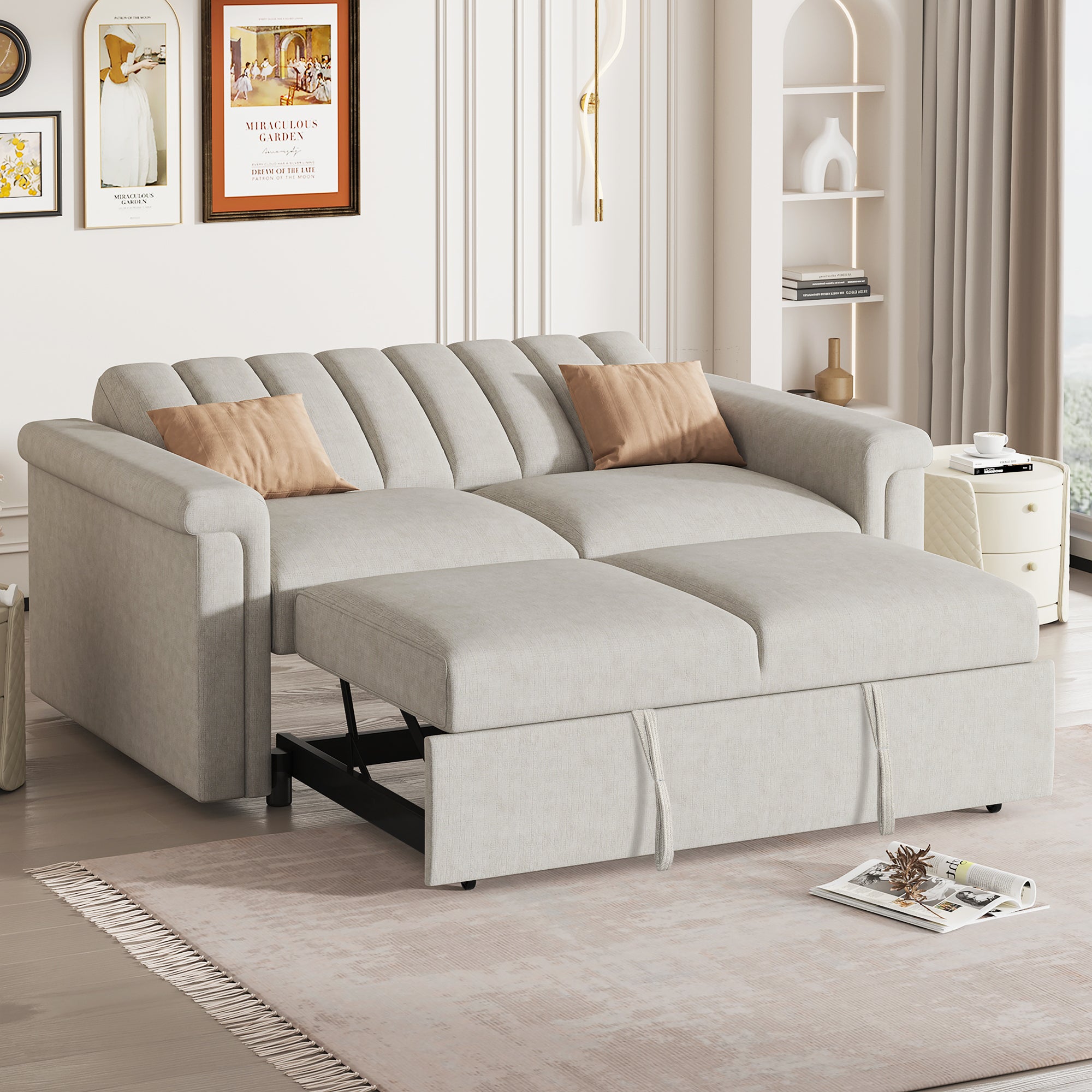 U Style Convertible Sofa With Pull Out Bed