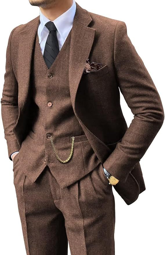 Herringbone Men’s Slim Fit Suit – Modern Tailored Formal Wear for Business & Events.








