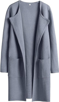 Women's Slim Fit Woolen Mid-Length Coat with Pockets and Lapel – Autumn & Winter Fashion

