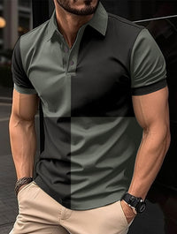 “Casual sports short sleeve color stitching turnover neck polo shirt – men’s modern polo with contrast panels, perfect for active lifestyles and everyday comfort – Hot Deal Warehouse menswear”









