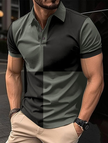 “Casual sports short sleeve color stitching turnover neck polo shirt – men’s modern polo with contrast panels, perfect for active lifestyles and everyday comfort – Hot Deal Warehouse menswear”









