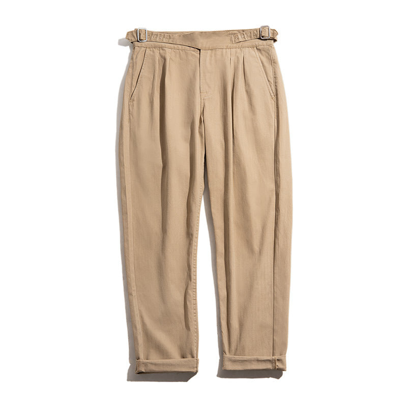 Men's retro high waist straight cargo pants with a vintage design, offering style and comfort for everyday wear.