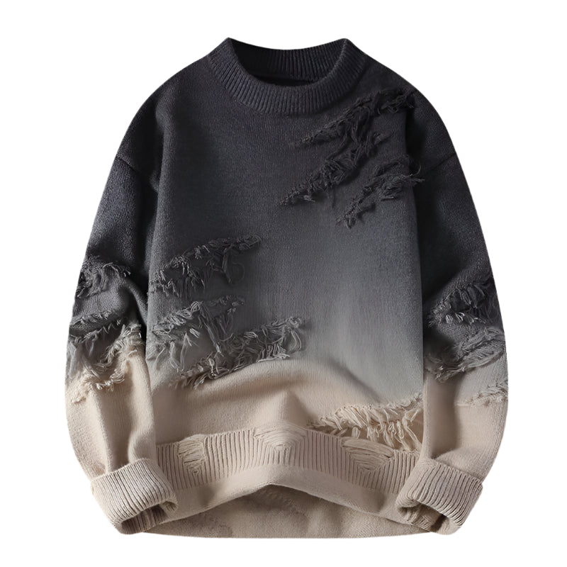 Round Neck Pullover Personalized Gradient Sweater, Stylish Gradient Design, Soft & Comfortable Casual Wear