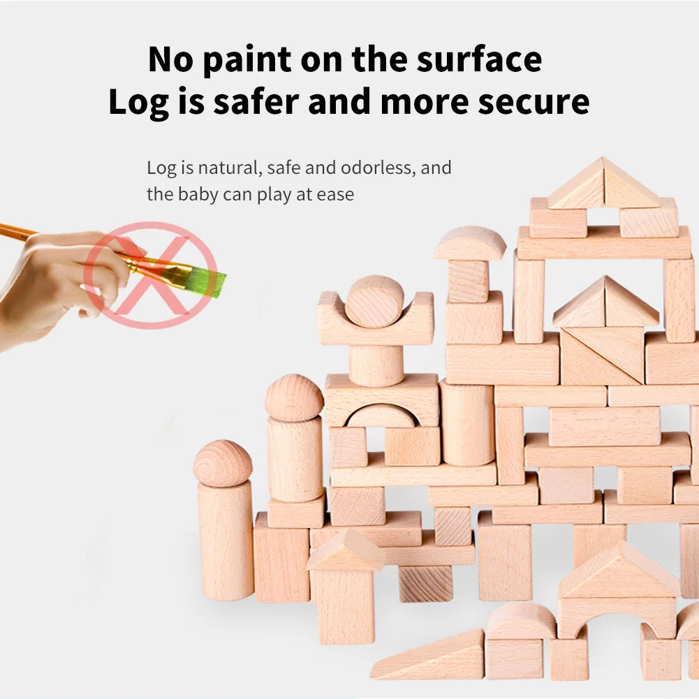 “100 piece beech wood building blocks set – natural, educational construction toy for kids – Hot Deal Warehouse toys”

