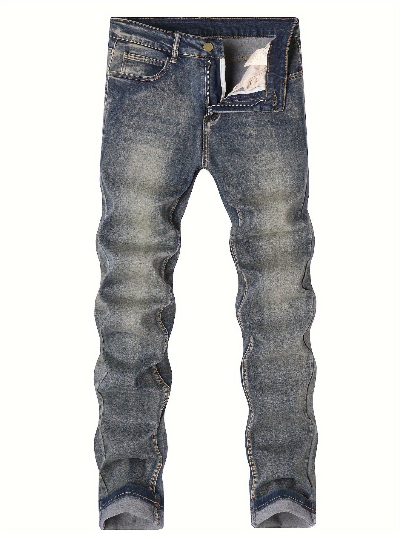 Mens Casual Stretch Slimming Retro Blue Skinny Jeans Hot Deal Warehouse
