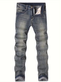 Mens Casual Stretch Slimming Retro Blue Skinny Jeans Hot Deal Warehouse