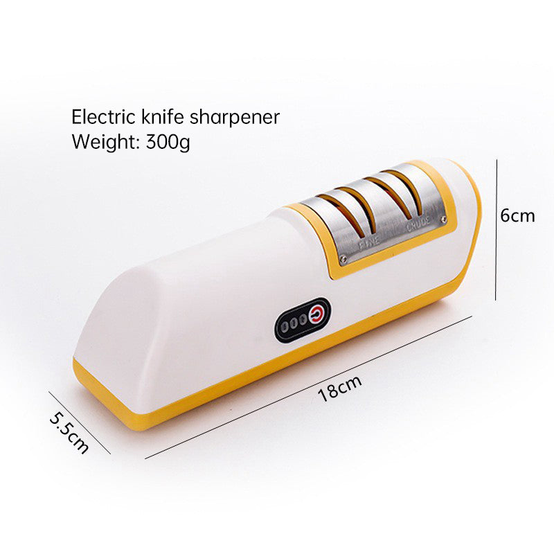 Compact multifunctional electric knife sharpener for kitchen use – automatic professional tool.

