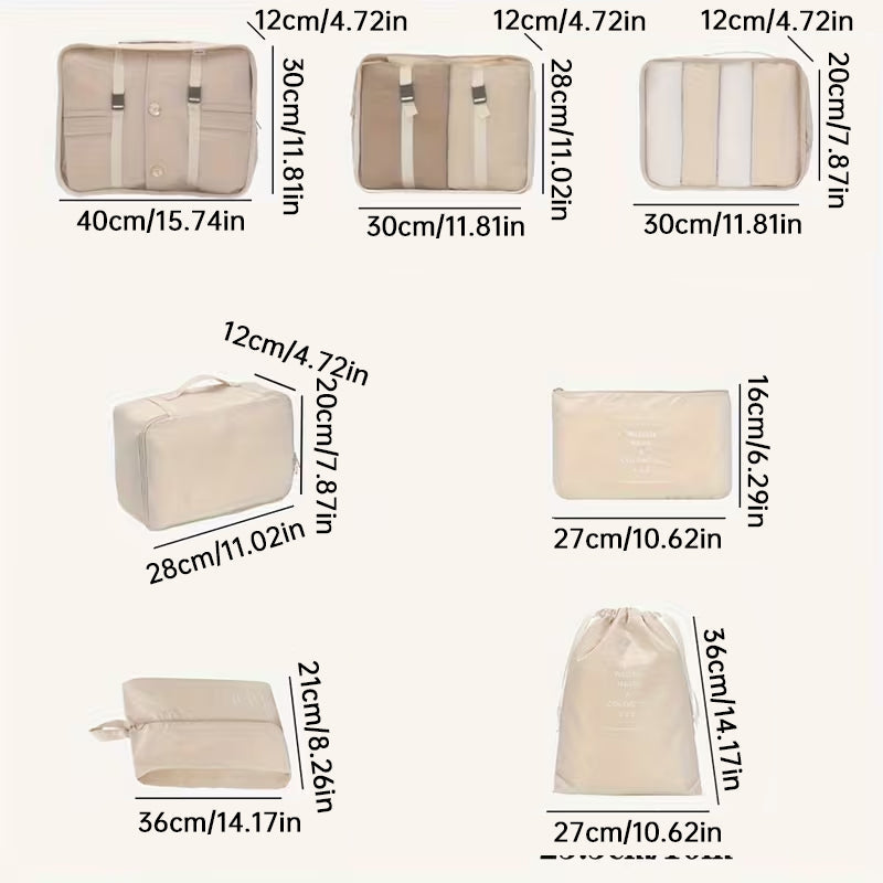 7Pcs Travel Packing Cubes, Luggage Organizer Set with Shoe Bag for Clothes Storage Hot Deal Warehouse