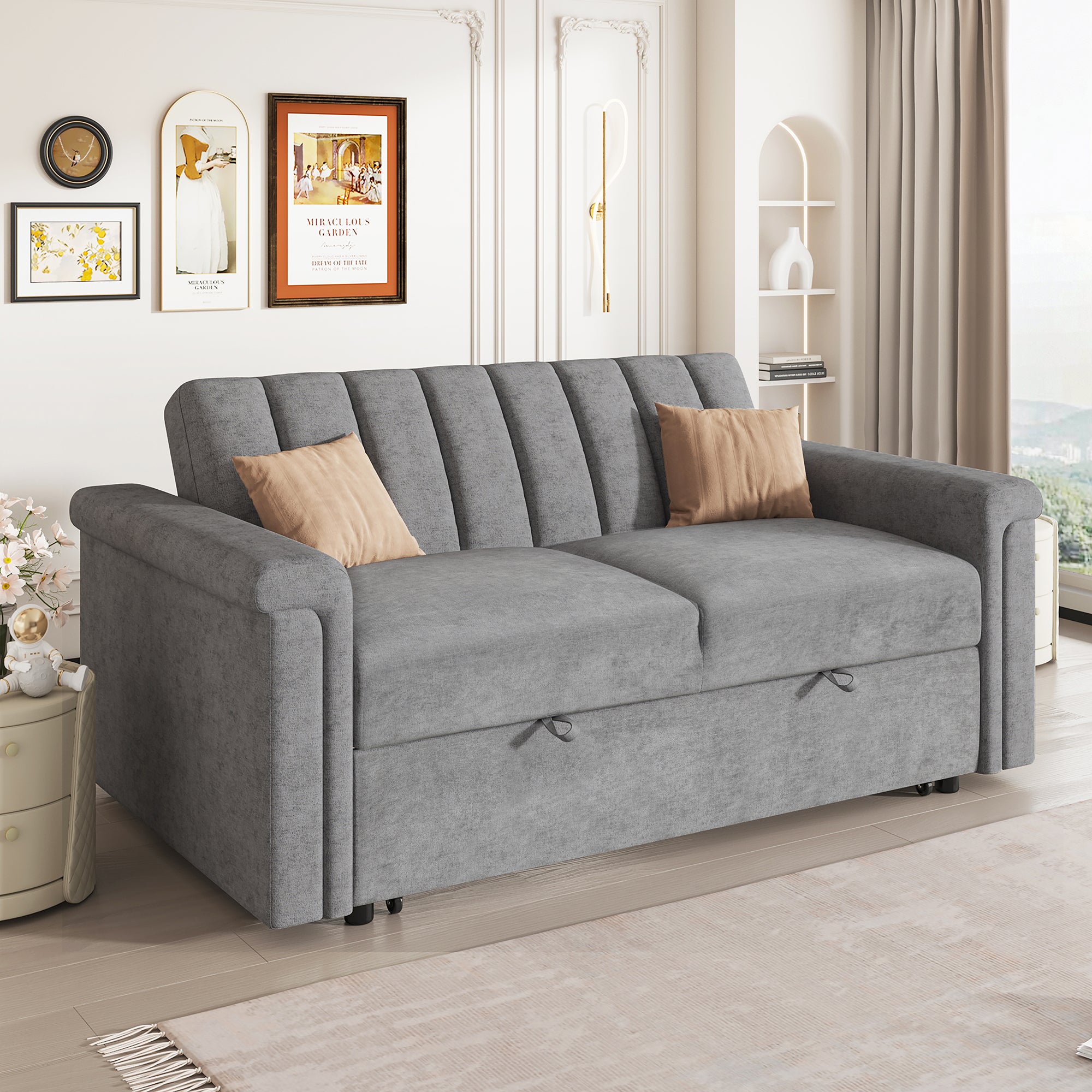 U Style Convertible Sofa With Pull Out Bed