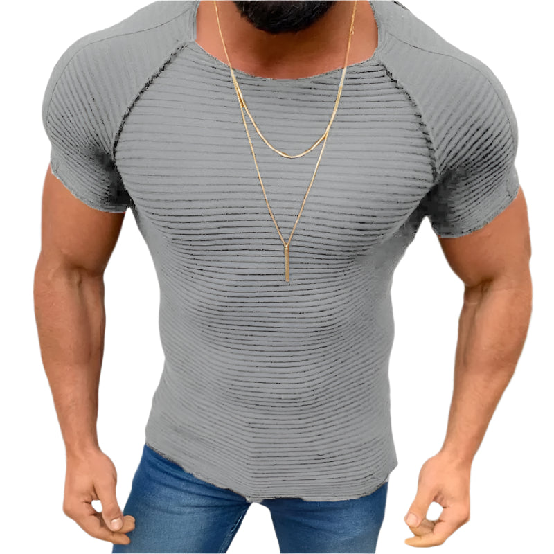 Men’s Solid Color Slim Round Neck Short Sleeve Top – Classic, slim-fit, and breathable tee for everyday wear.