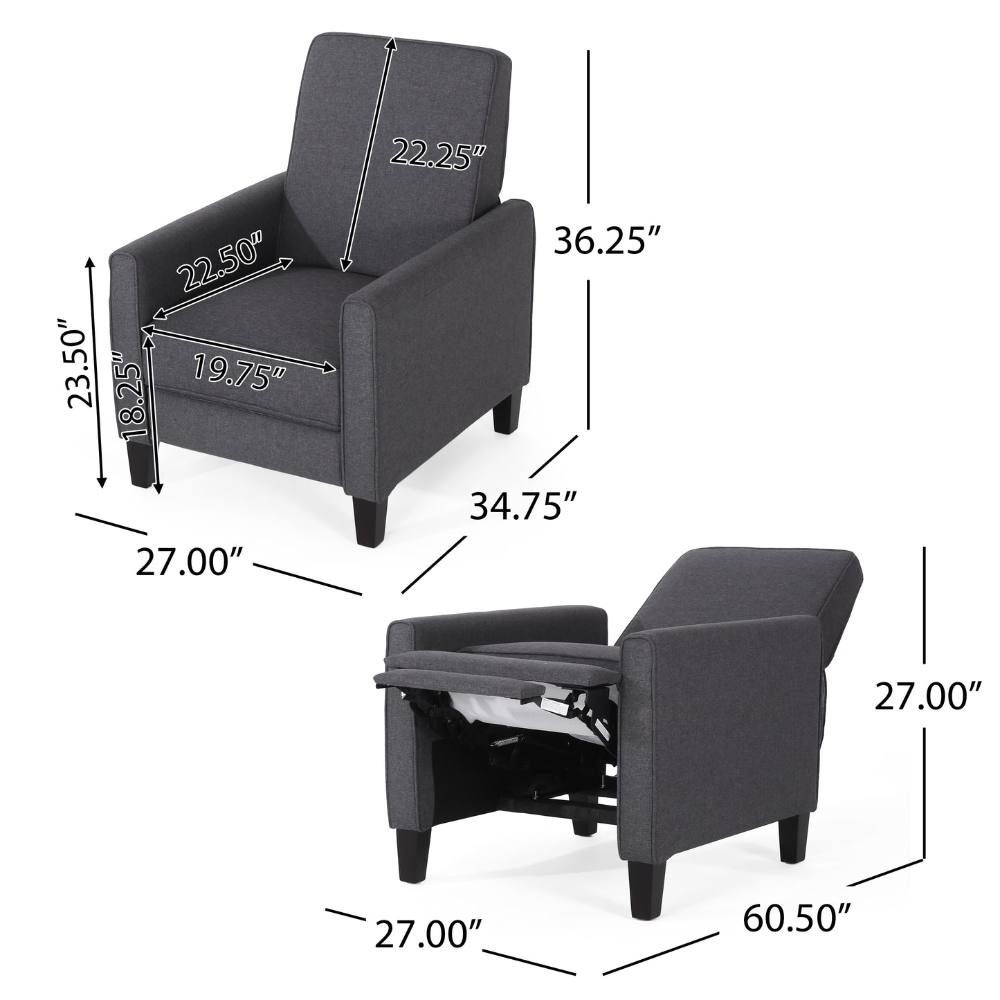 “Adina Push Back Chair – stylish, comfortable reclining accent chair for living room or office – Hot Deal Warehouse furniture”

