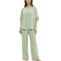 Solid Loose Casual Suit Wide Leg Pants Two-Piece Set Hot Deal Warehouse