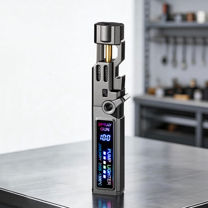 Windproof High‑Temperature High‑Power Outdoor Torch Lighter with LED Digital Display, Metal Body & Bottle Opener Hot Deal Warehouse