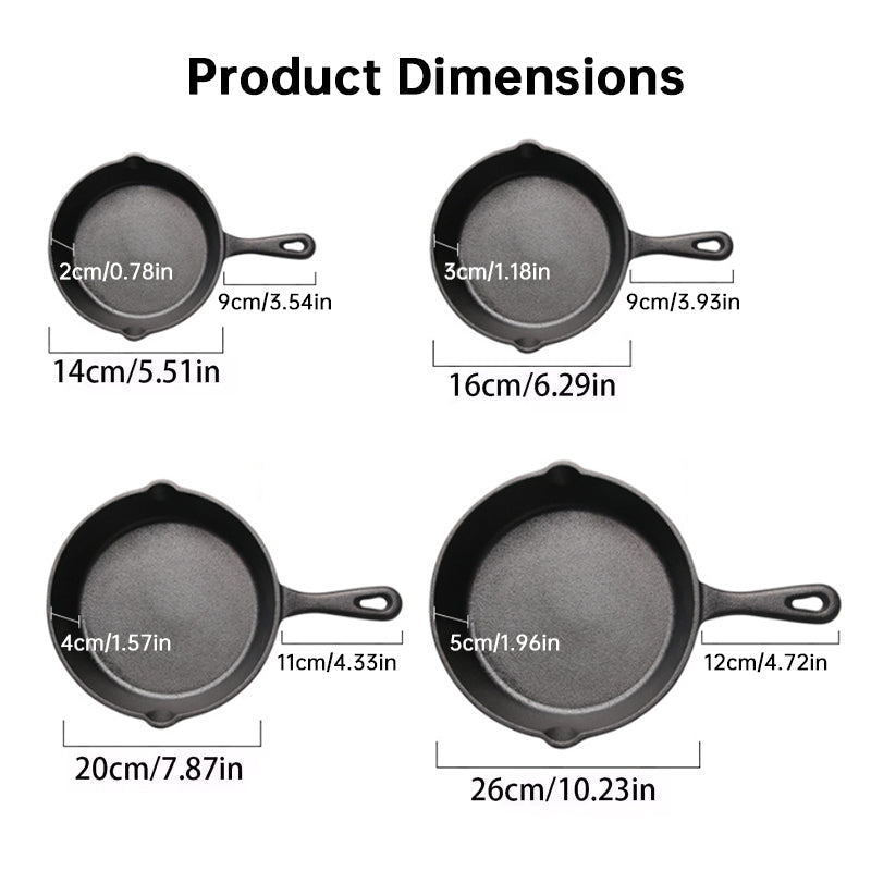 4-Pack Cast Iron Skillet Set – Non-Stick Frying Pans for Induction, Egg & Crepe Pan Hot Deal Warehouse