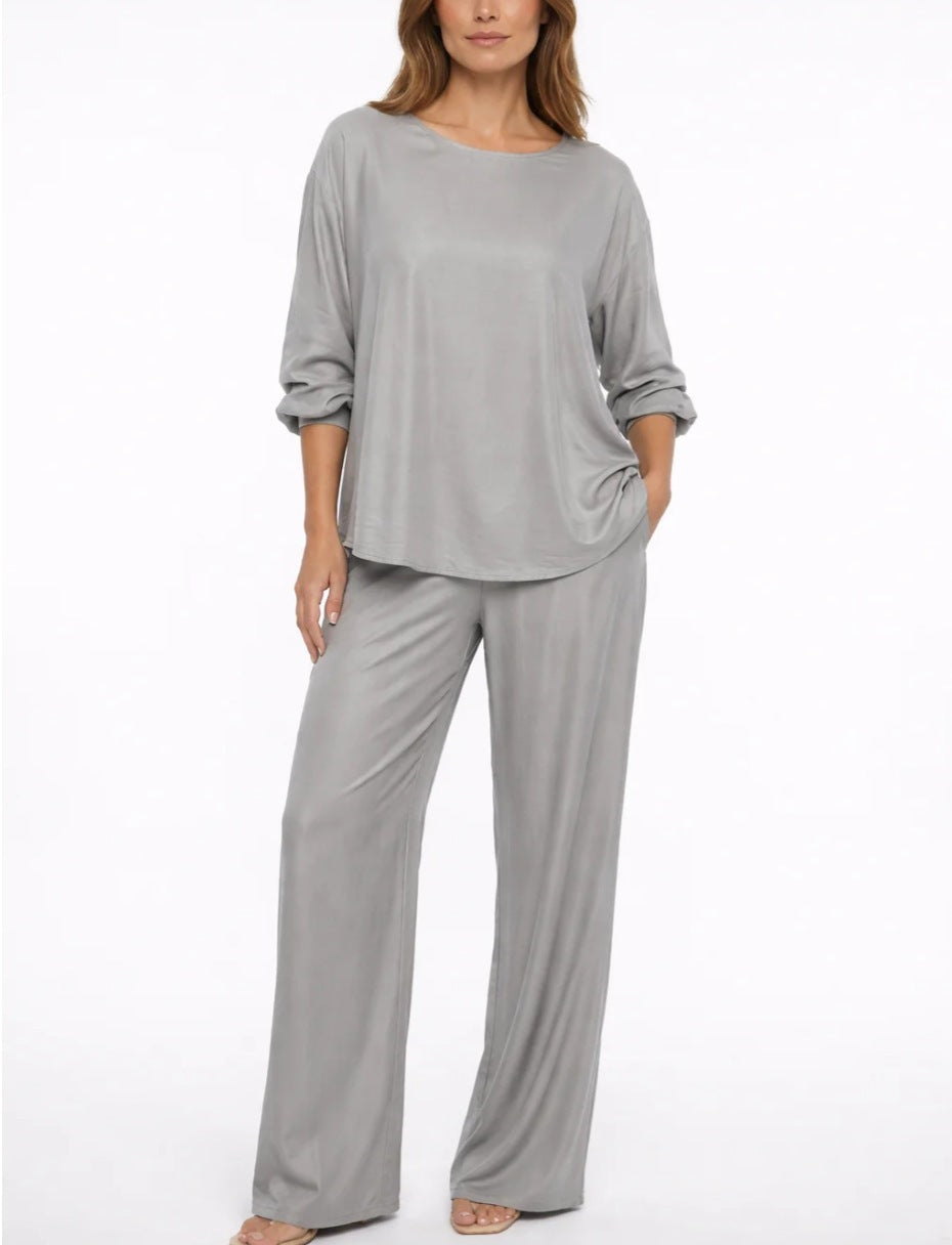 Solid Loose Casual Suit Wide Leg Pants Two-Piece Set Hot Deal Warehouse