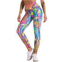 colorful printed high-waisted fitness leggings for women
