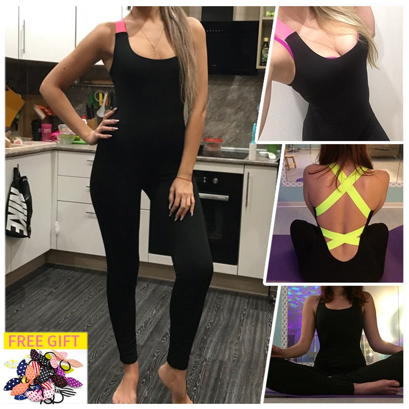 Women’s one-piece workout tracksuit made from breathable, stretchy fabric, featuring a fitted design and zip-up front, perfect for exercise, training, or casual wear
