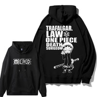Loose fit Luffy hoodie with One Piece pirate print on front

