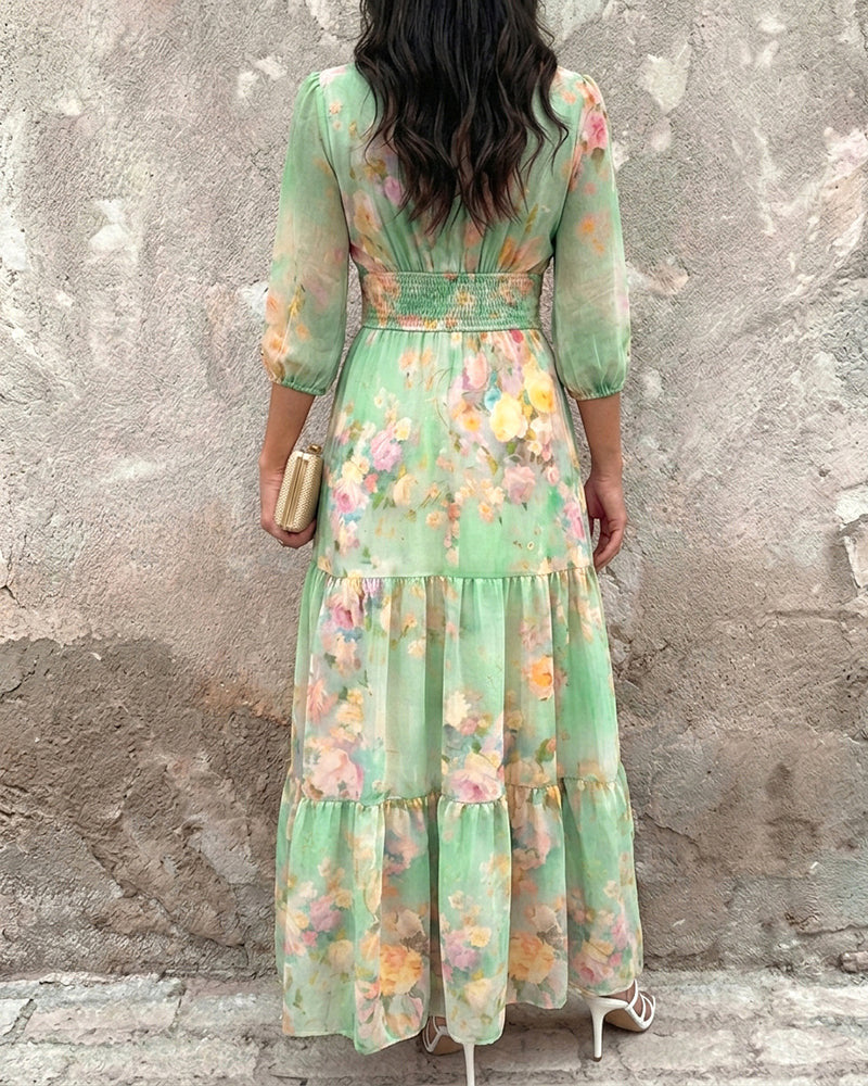 Elegant Bloom Layered Ruffled Dress Hot Deal Warehouse