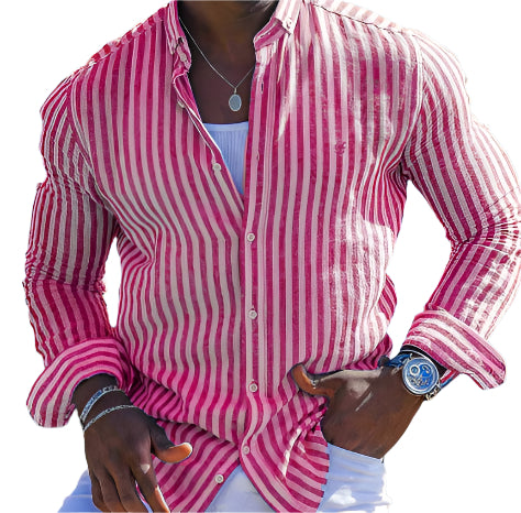 Men’s 3D Printed Lapel Long Sleeve Shirt, summer fashion, breathable fabric, stylish design, trendy casual wear.