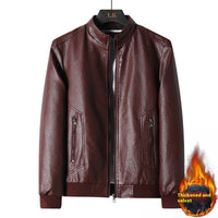 Plus Size Men's Simplicity Leather Coat – Black PU leather jacket with a sleek zipper closure, offering comfort and style for all body types.








