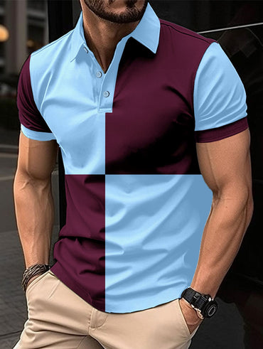 “Casual sports short sleeve color stitching turnover neck polo shirt – men’s modern polo with contrast panels, perfect for active lifestyles and everyday comfort – Hot Deal Warehouse menswear”










