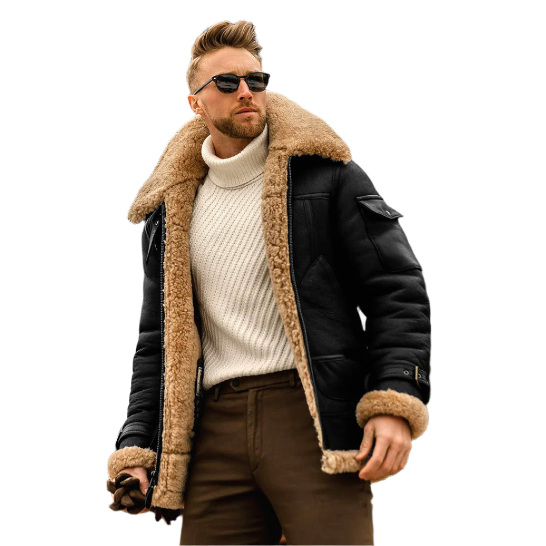 Men’s Military Tactical Winter Jacket with Fleece Lining and Fur Collar

