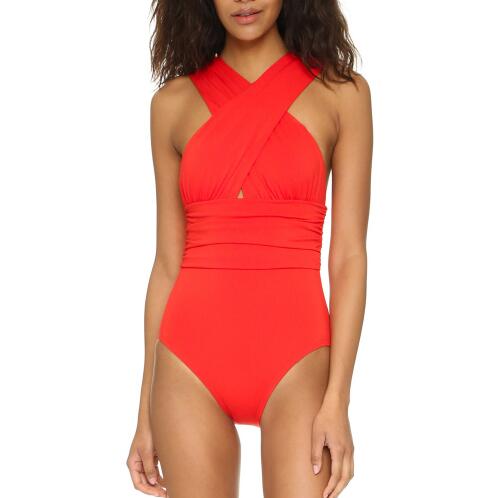 Tequila Shots cross halter swimsuit featuring a trendy and bold design with a flattering cross-back halter top. Made from high-quality, stretchy fabric for comfort and style, perfect for beach days, pool parties, and sunny vacations.
