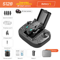 S128 Three-Sided Obstacle Avoidance Drone with 4K dual camera, HD aerial photography, and fixed height for safe, easy flying and stunning footage.

