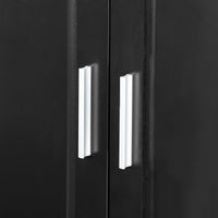 Black MDF tall bathroom storage cabinet with two doors and drawers