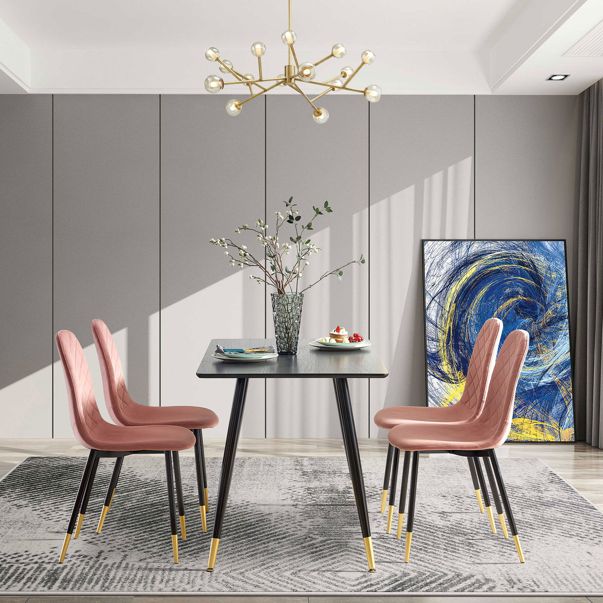 “Black modern kitchen dining table – sleek, contemporary table for stylish dining spaces and everyday family meals – Hot Deal Warehouse furniture”

