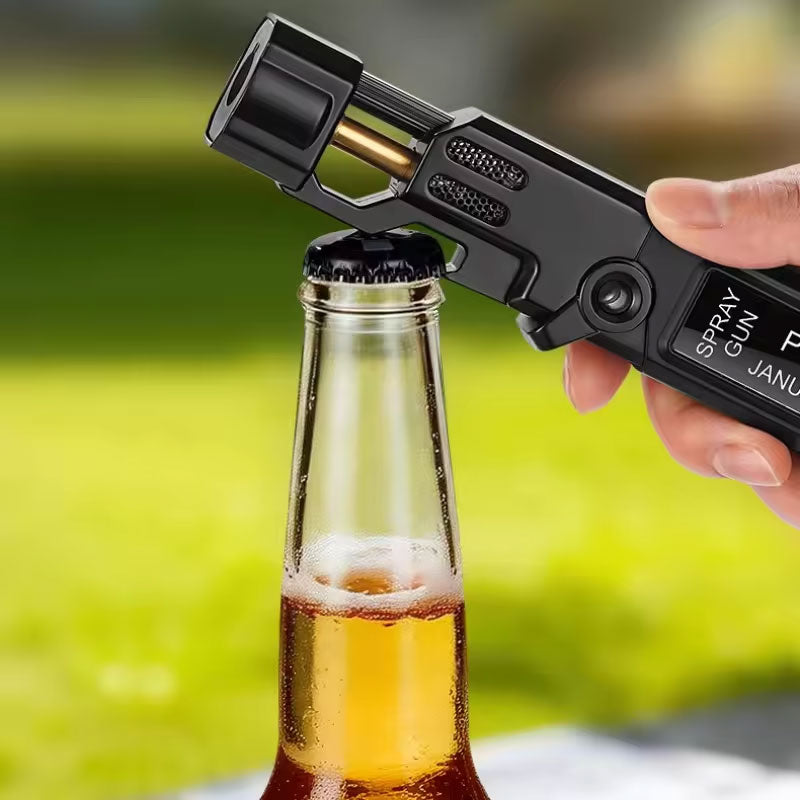 Windproof High‑Temperature High‑Power Outdoor Torch Lighter with LED Digital Display, Metal Body & Bottle Opener Hot Deal Warehouse
