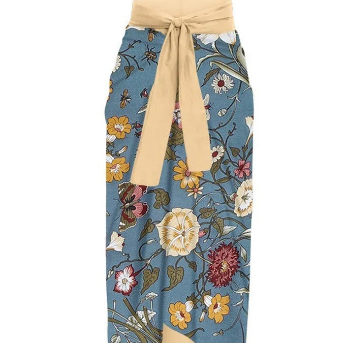 Palm Breeze Chiffon Printed Swimsuit