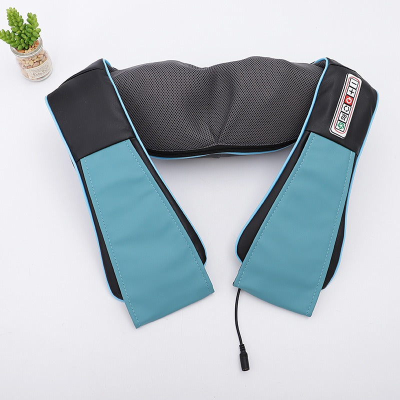 Percussion massager designed for neck, back, shoulders, legs, and body, featuring multiple attachments and adjustable speeds to provide targeted muscle relief and relaxation