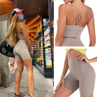 "Women’s 2-piece yoga set featuring a supportive sports bra and high-waisted leggings, made from breathable, stretchy fabric for comfort and flexibility during yoga and fitness activities."