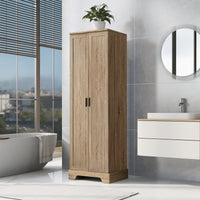 Brown MDF storage cabinet with adjustable shelf and two doors