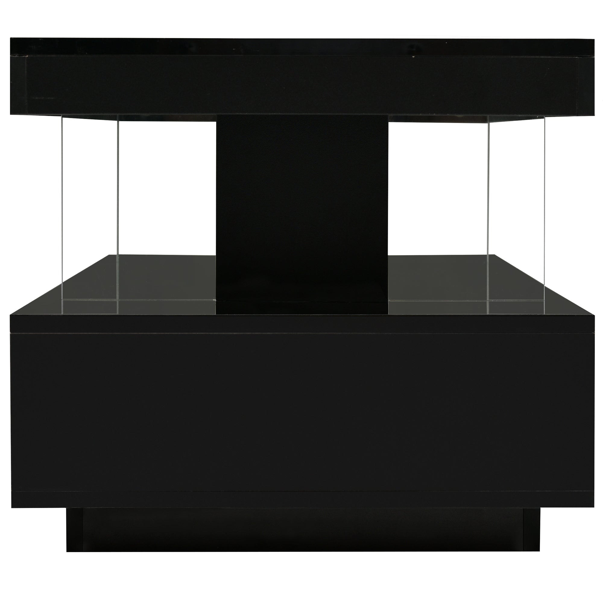 U-Can black LED coffee table with drawers and display shelf