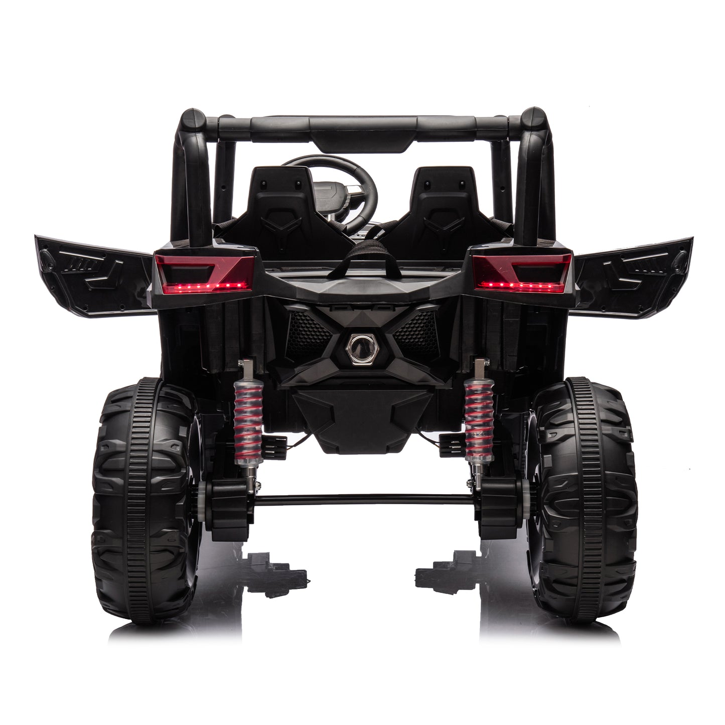 Side by side 4x4 ride-on truck for kids, featuring a durable design with working headlights, adjustable seat, and forward/reverse motion. Equipped with realistic off-road tires and easy-to-use controls, this electric truck provides an exciting outdoor adventure for children ages 3-7