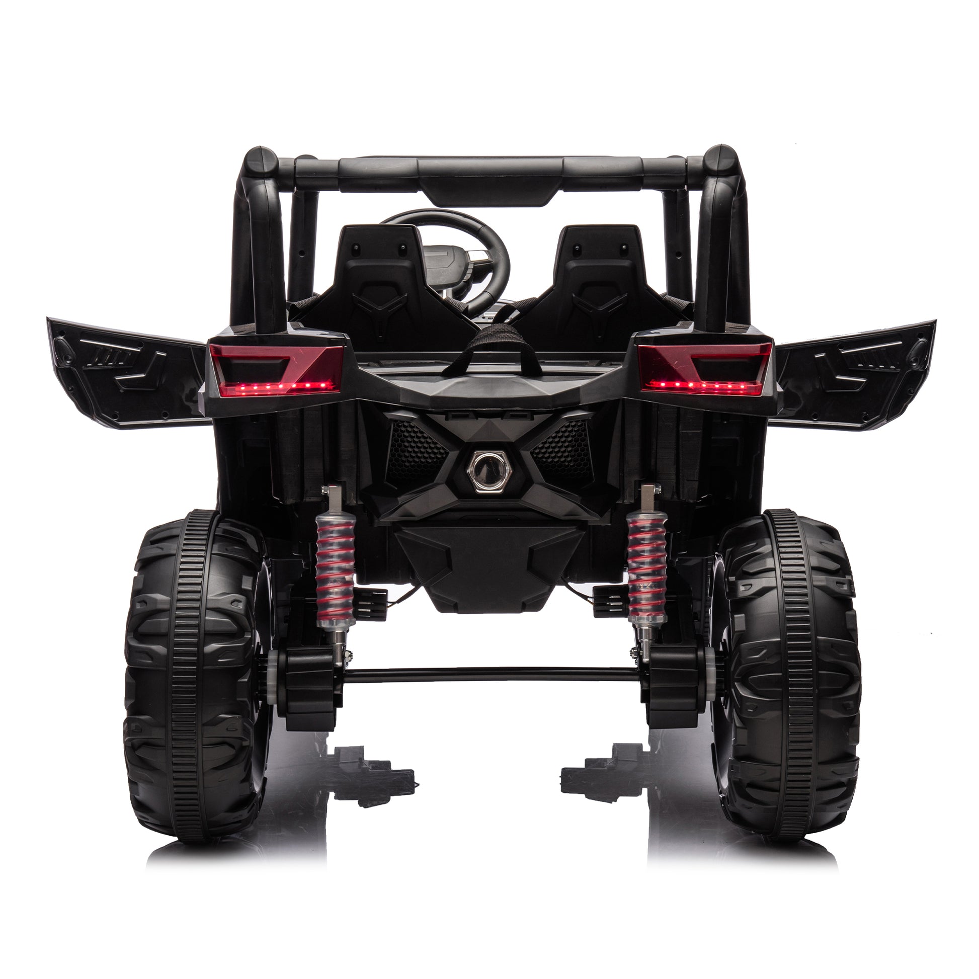 Side by side 4x4 ride-on truck for kids, featuring a durable design with working headlights, adjustable seat, and forward/reverse motion. Equipped with realistic off-road tires and easy-to-use controls, this electric truck provides an exciting outdoor adventure for children ages 3-7
