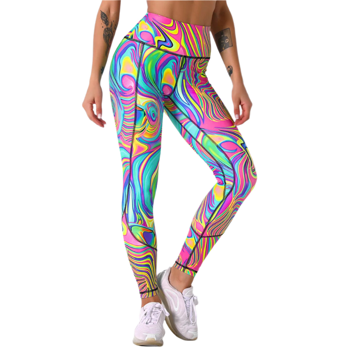 colorful printed high-waisted fitness leggings for women