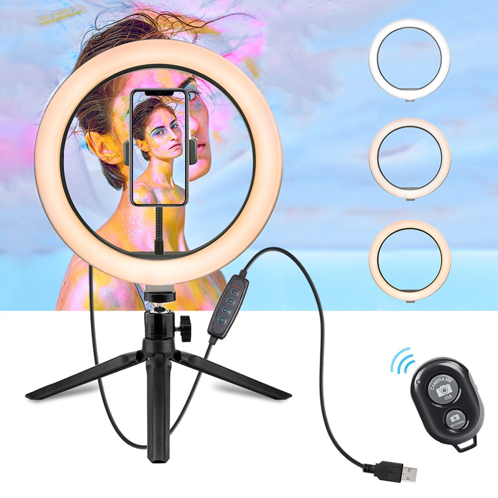 “10 inch (26cm) ring light with adjustable stand – perfect for photography, video calls, and makeup lighting – Hot Deal Warehouse electronics”

