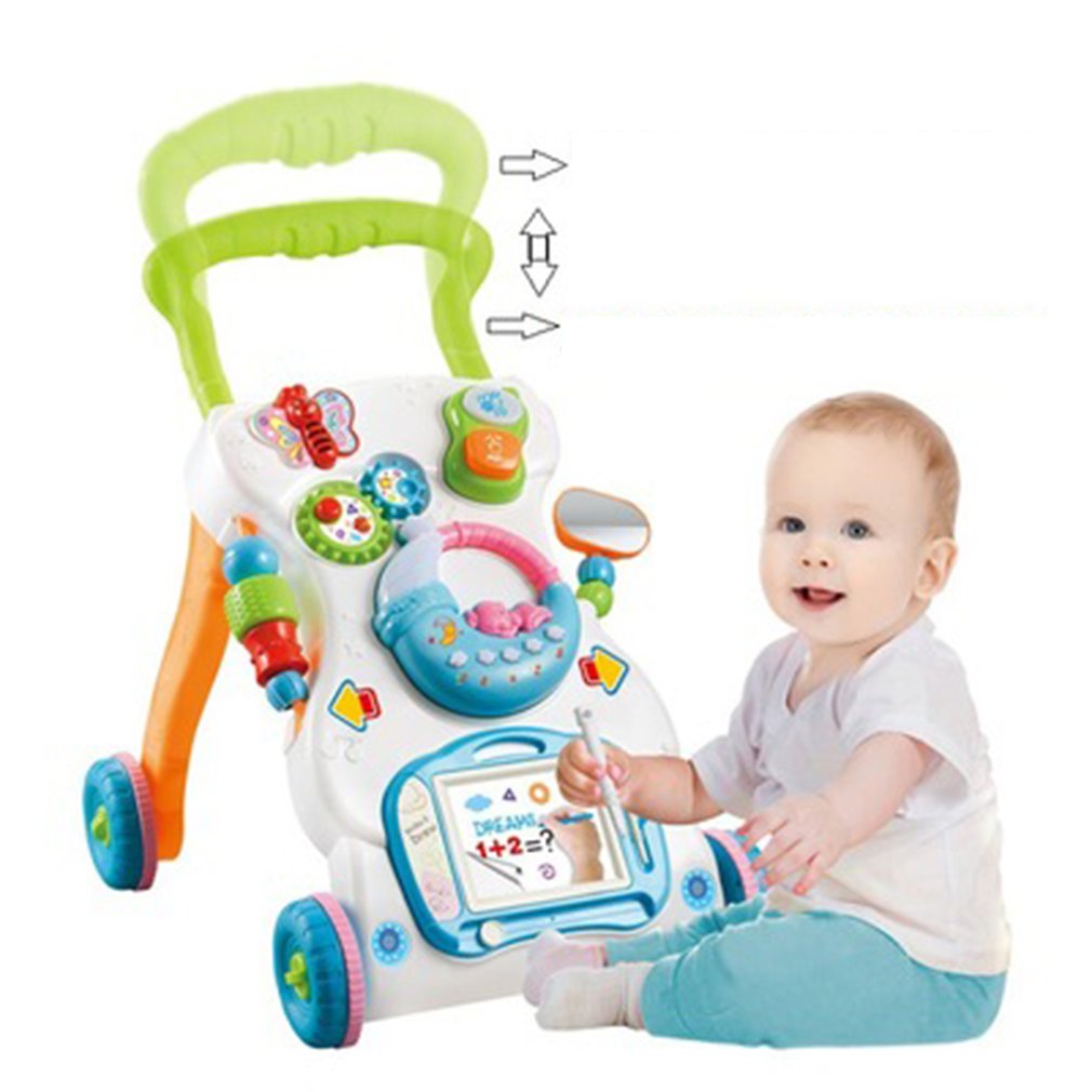 Unisex infants' walker with adjustable features, designed to support babies as they begin to explore and develop their walking skills, featuring a comfortable seat and colorful, engaging design
