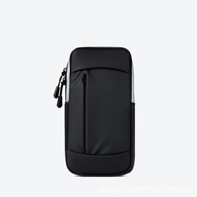 Running phone arm bag with a secure, adjustable strap, designed to hold your phone and essentials while jogging or exercising, featuring a lightweight and sweat-resistant material.