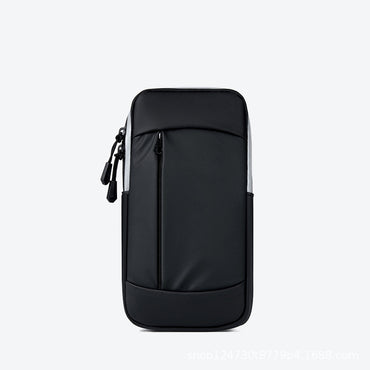 Running phone arm bag with a secure, adjustable strap, designed to hold your phone and essentials while jogging or exercising, featuring a lightweight and sweat-resistant material.