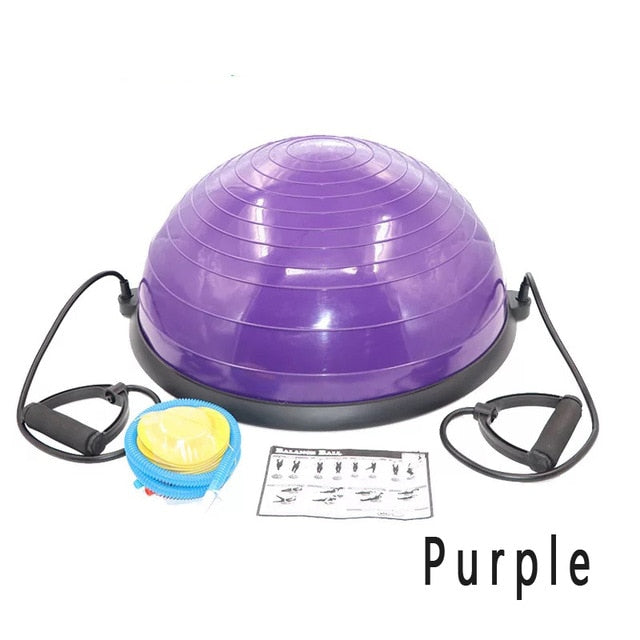 "High-quality yoga balance half ball with a textured surface for improved grip and stability. The half ball is designed for balance training, strengthening exercises, and enhancing flexibility, suitable for both beginners and advanced fitness levels."