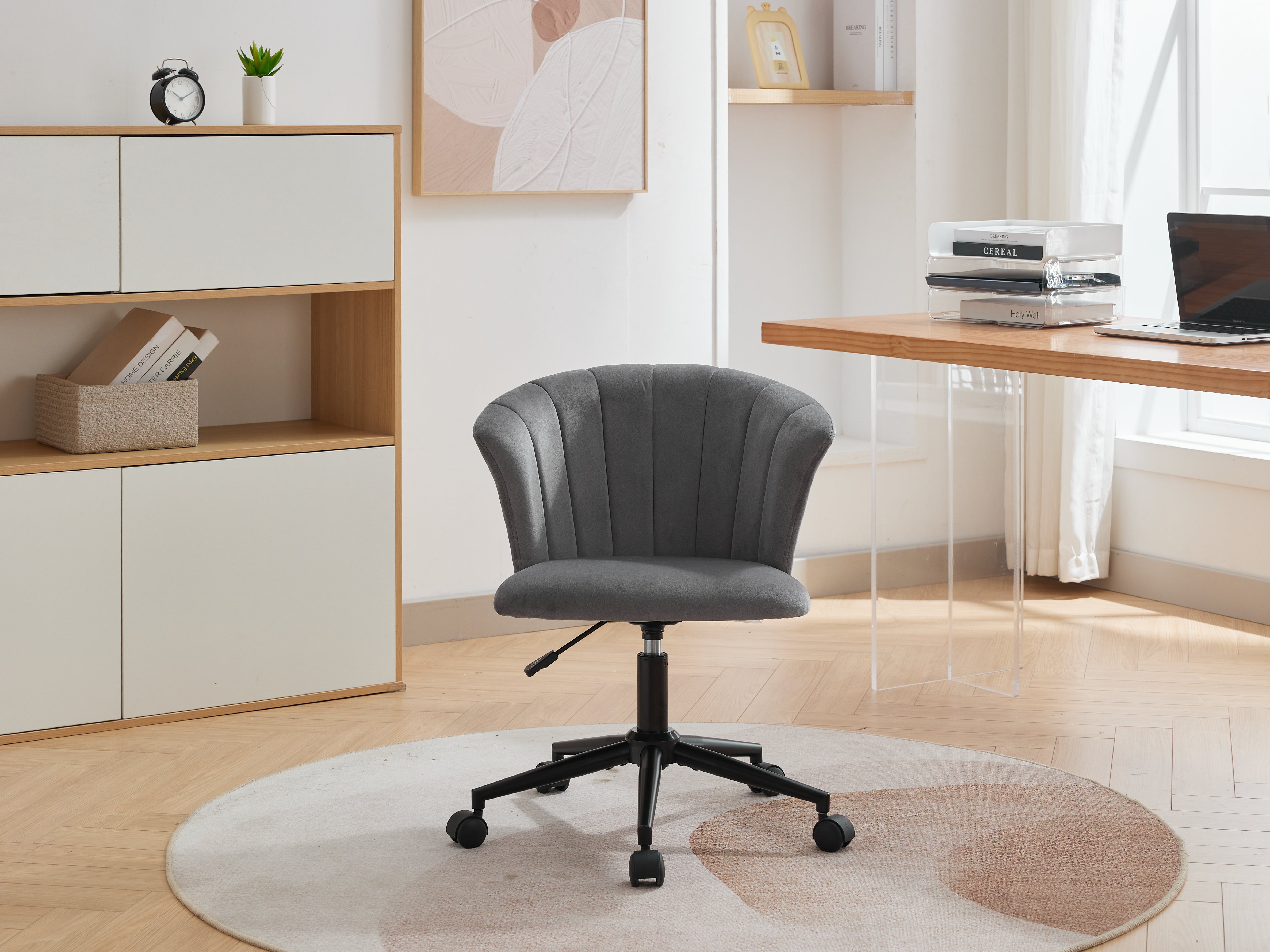 Velvet Swivel Flower Shaped Home Office Chair