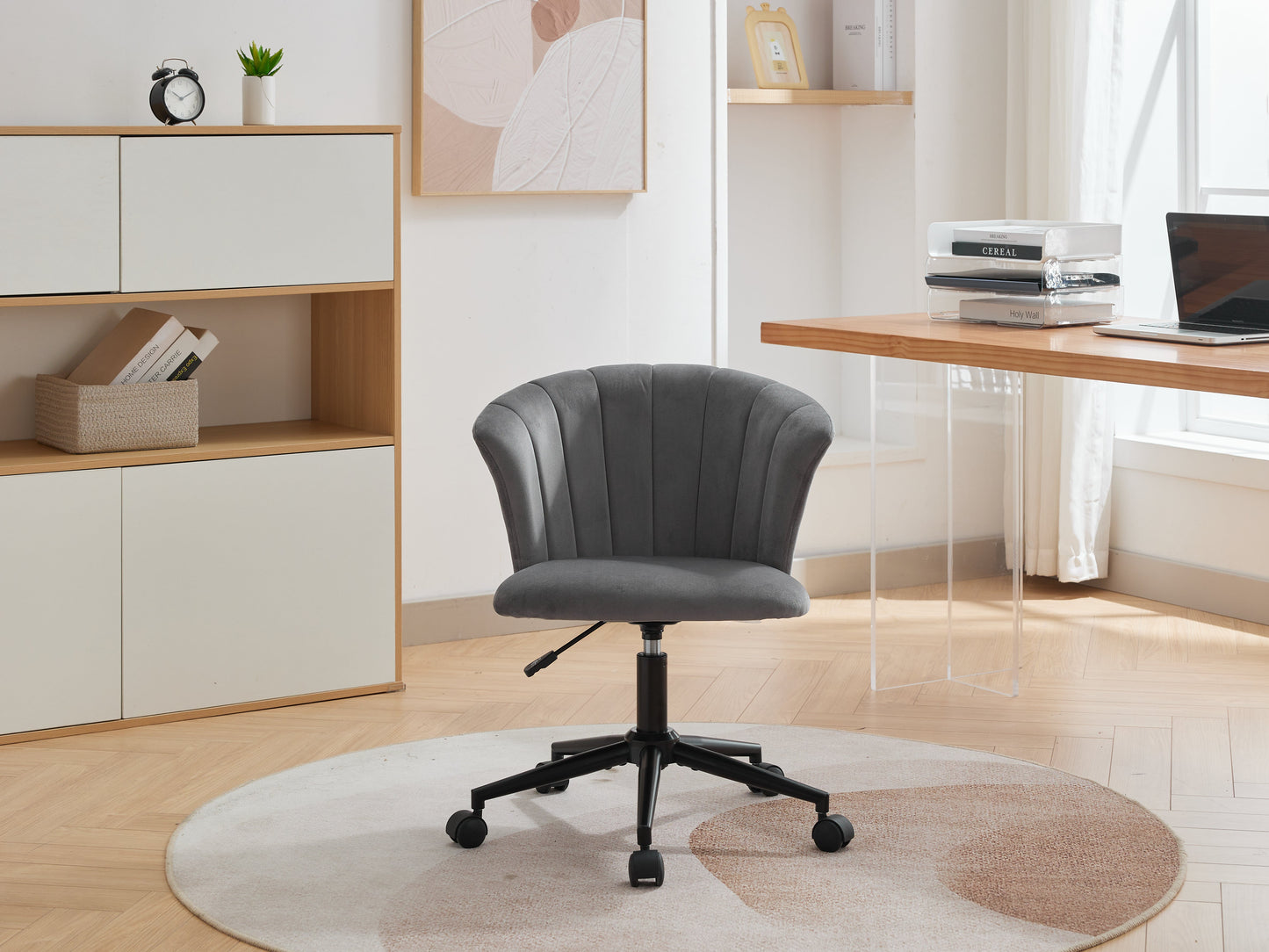 Velvet Swivel Flower Shaped Home Office Chair Hot Deal Warehouse
