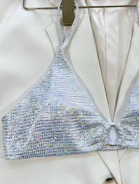  Sunlit Sands bikini featuring a bright and elegant design with a flattering fit. Made from high-quality, stretchy fabric for comfort and style, perfect for beach days, poolside relaxation, and enjoying sunny vacations.